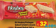 ETİ HOŞBEŞ PATLAYAN ŞEKERLİ ÇİLEKLİ LİMONLU KREMALI GOFRET 142 G